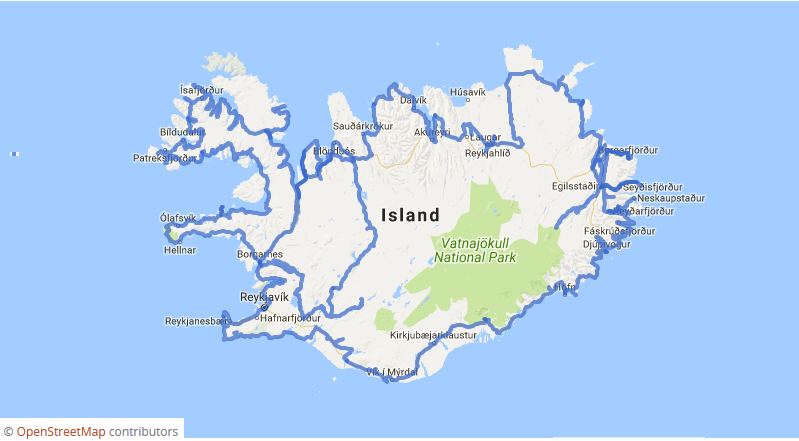 Island gefahrener Track 2017